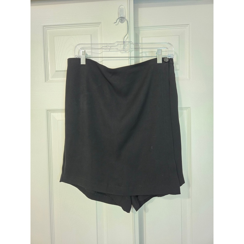J. Jill Wearever Black Wrap Front Skort Easy Care Tall Medium Pockets Casual